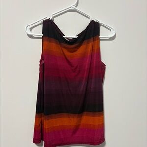 Vibrant Striped Tank Top - Pink, Orange, Black